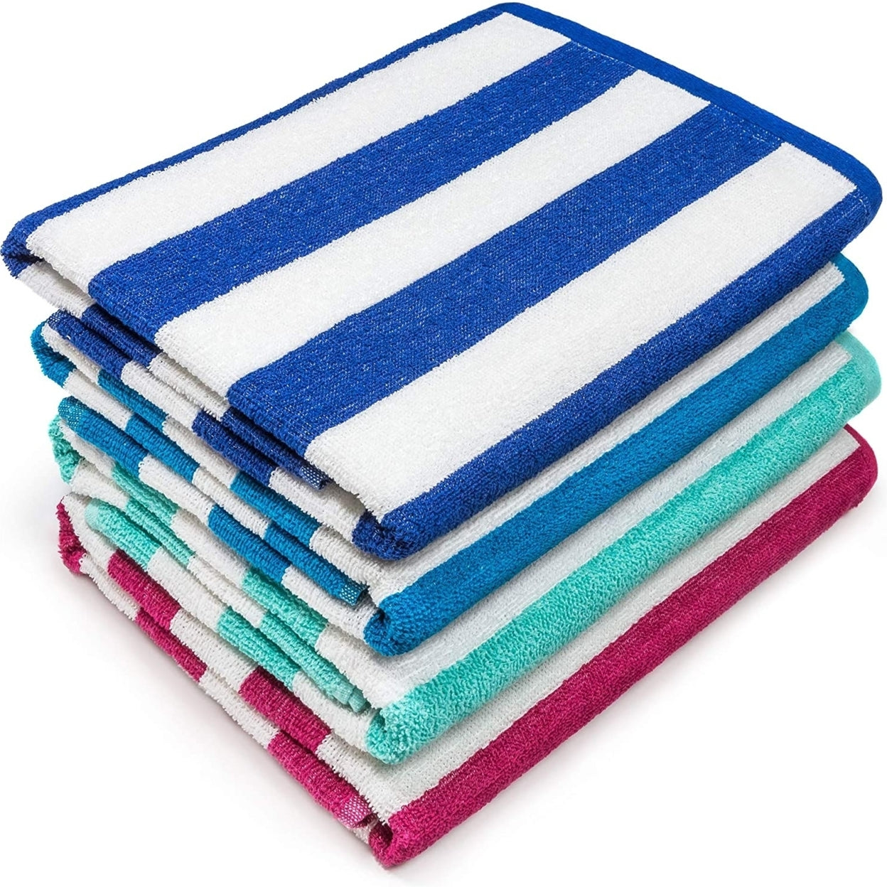 Frendorf | 4er-Pack: 30" x 60" Ultra-weiche 100% Baumwolle Streifen Pool Cabana Hotel Strandtücher