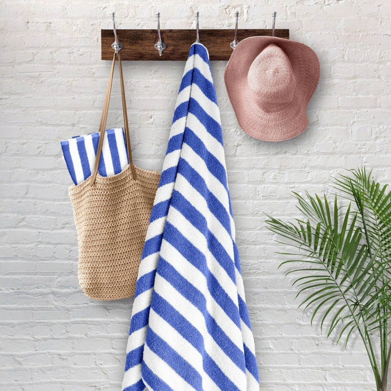 Frendorf | 4er-Pack: 30" x 60" Ultra-weiche 100% Baumwolle Streifen Pool Cabana Hotel Strandtücher