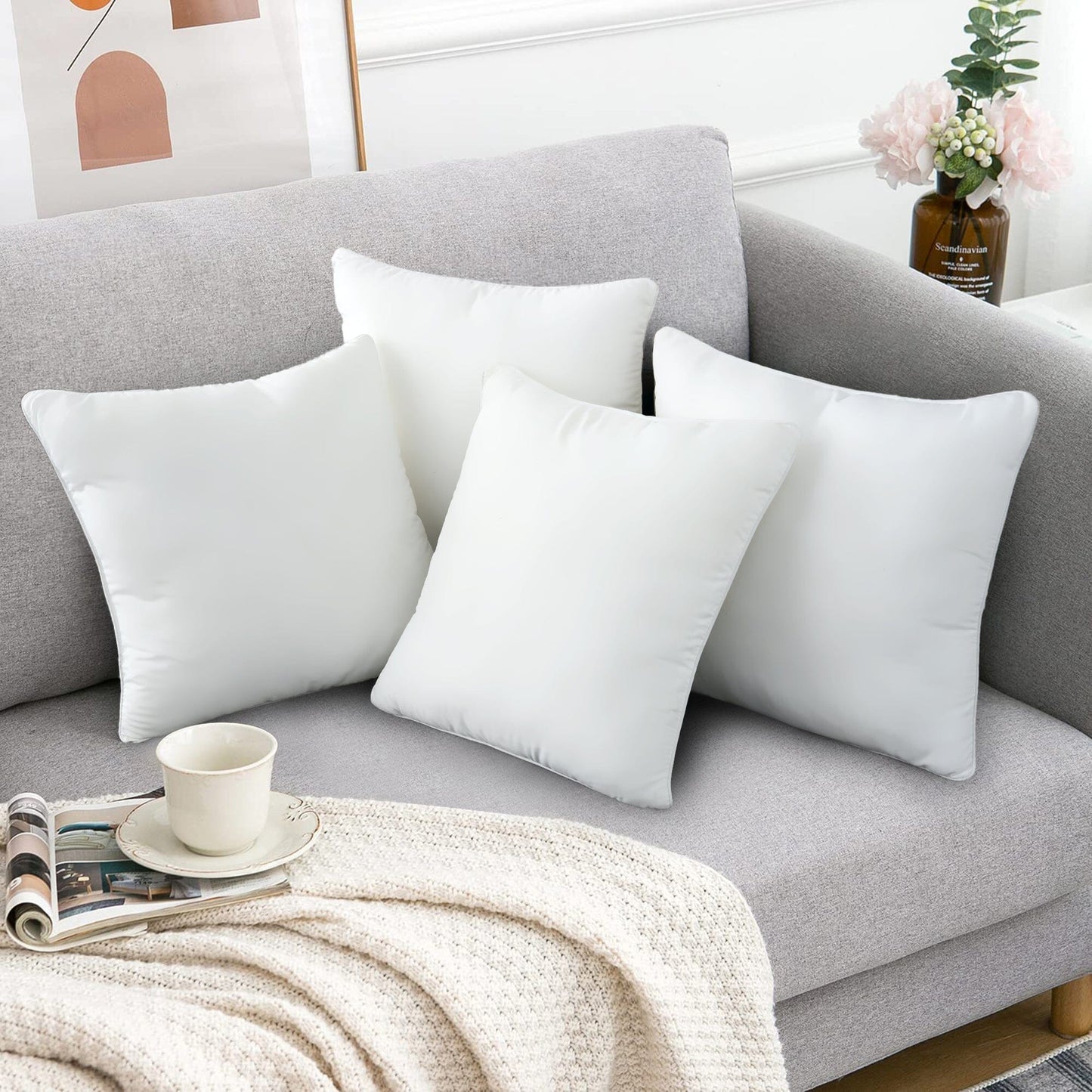 Frendorf | 4er-Pack: Dekorative Wurfkissen Bett Sofa Couch Kissen Set Rückprallkissen
