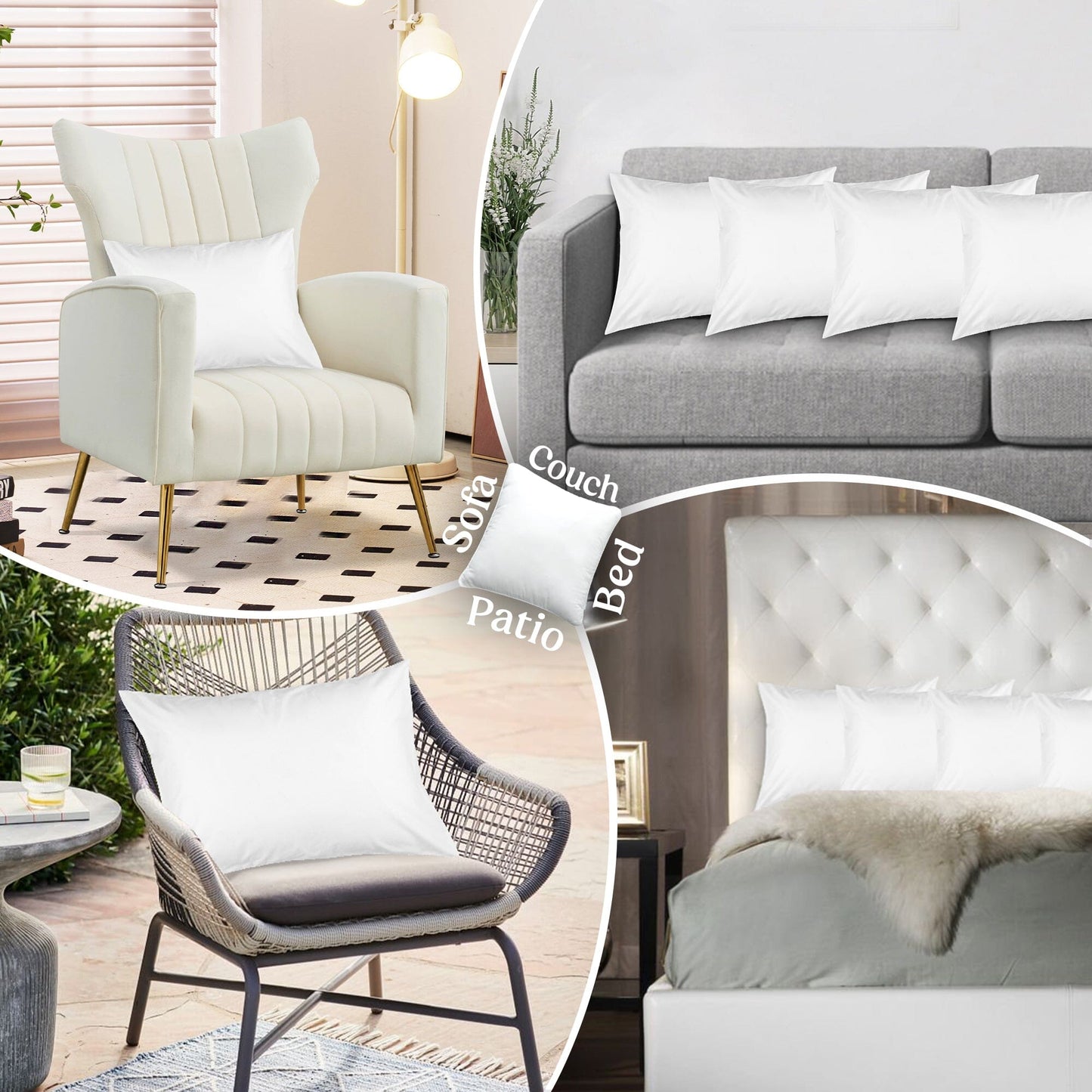 Frendorf | 4er-Pack: Dekorative Wurfkissen Bett Sofa Couch Kissen Set Rückprallkissen
