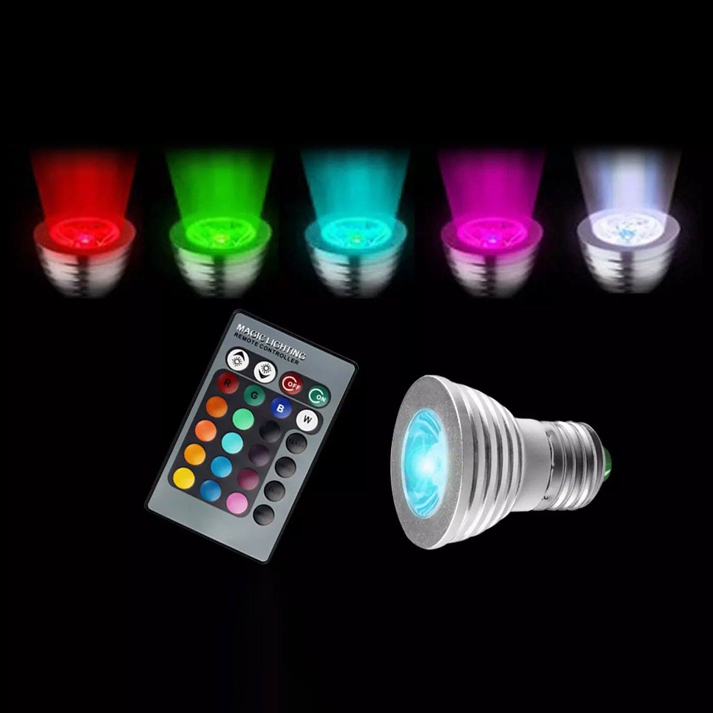 Frendorf | 4er-Pack: Magic Light LED-Lampe (E27 3W) mit Fernbedienung - 16 Farben