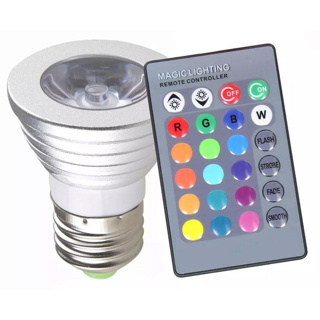 Frendorf | 4er-Pack: Magic Light LED-Lampe (E27 3W) mit Fernbedienung - 16 Farben