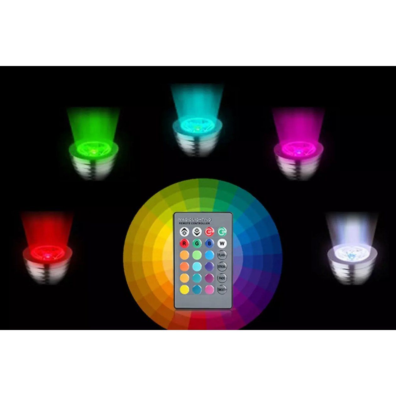 Frendorf | 4er-Pack: Magic Light LED-Lampe (E27 3W) mit Fernbedienung - 16 Farben