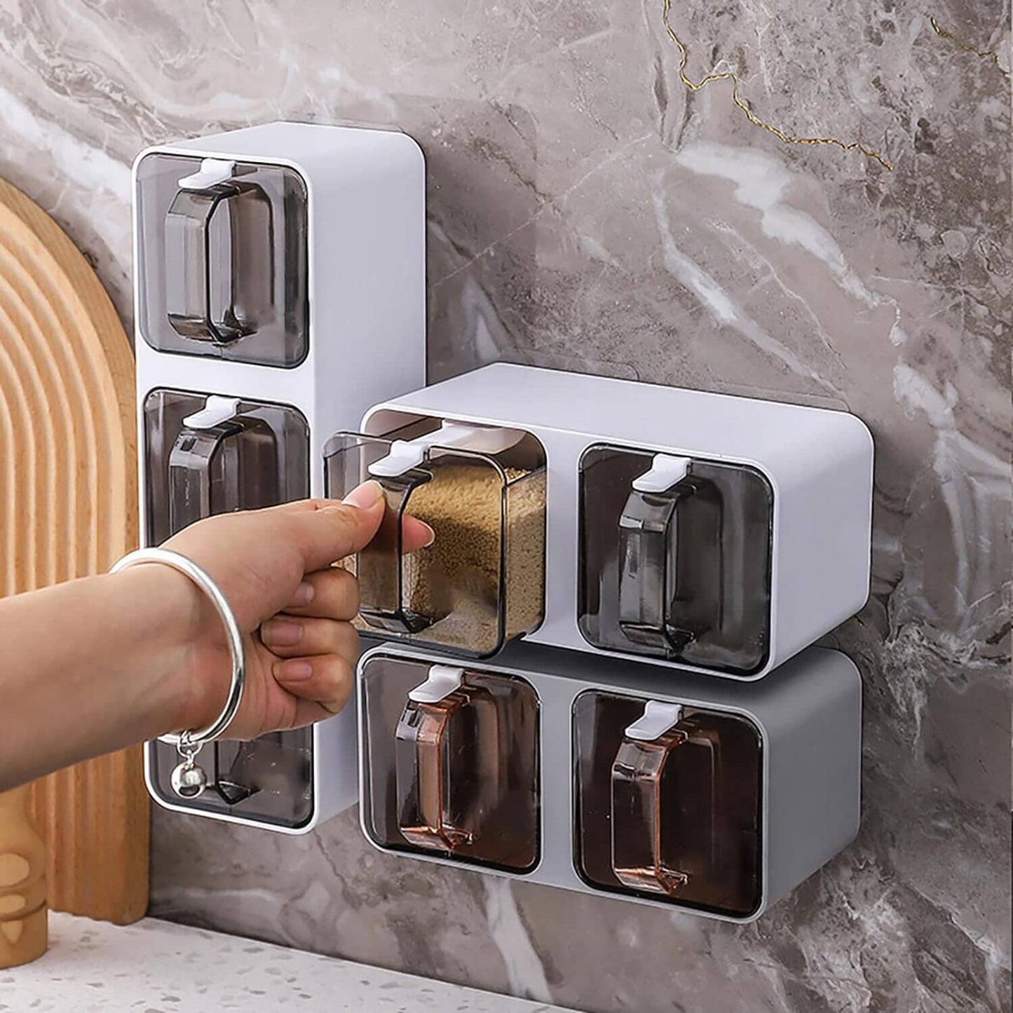 Frendorf | 4-Pack: Gewürzregal Wandmontiert Einfach-Installieren Behälter