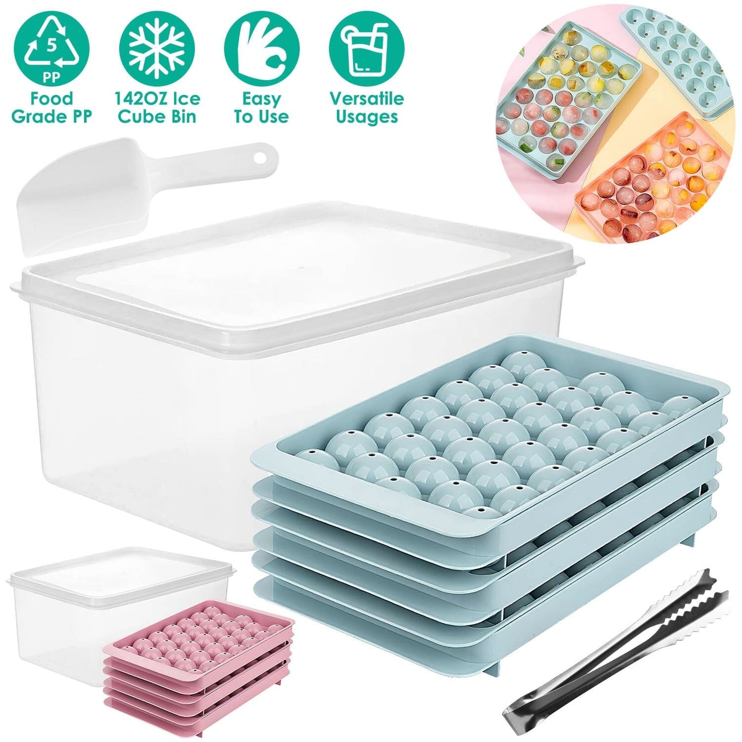 Frendorf | 4er-Pack: Kleine Eiswürfelschalenform mit Deckel