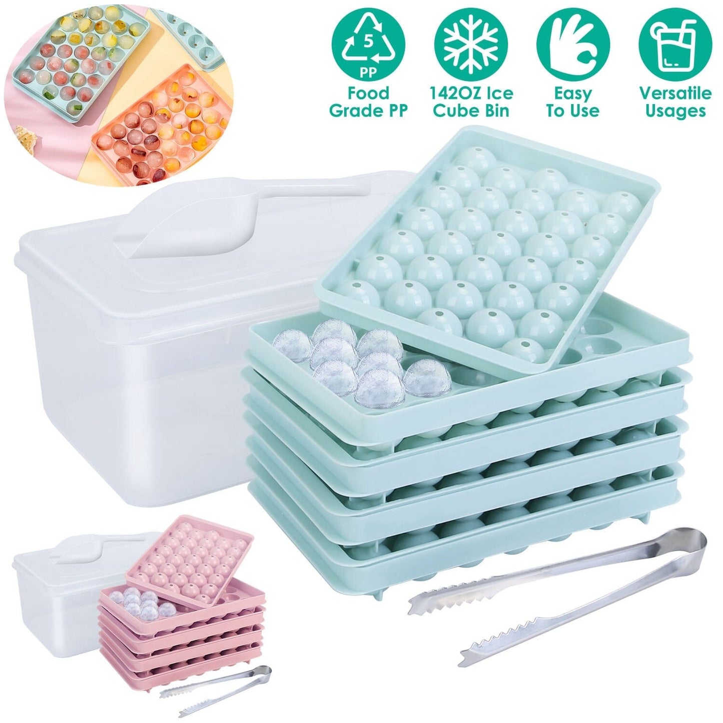 Frendorf | 4er-Pack: Kleine Eiswürfelschalenform mit Deckel
