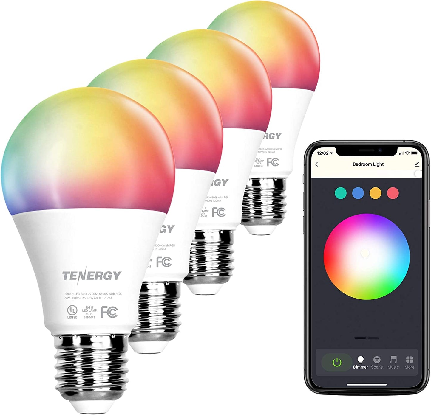Frendorf | 4-Pack: Smart WiFi LED-Lampe mit weißem und farbwechselndem Lichtbulb