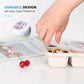 Frendorf | 4-Pack: Snackbehälter mit 4 Fächern, unterteilte Bento-Lunchbox mit transparenten Deckeln
