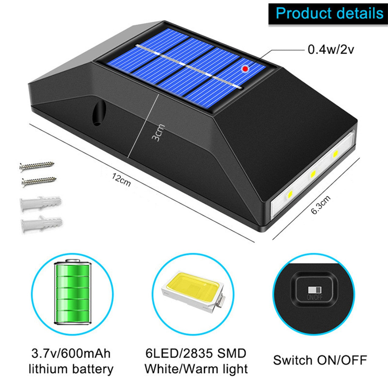 Frendorf | 4er-Pack: Solar Luminous Wasserdichte IP65 Außenlichter