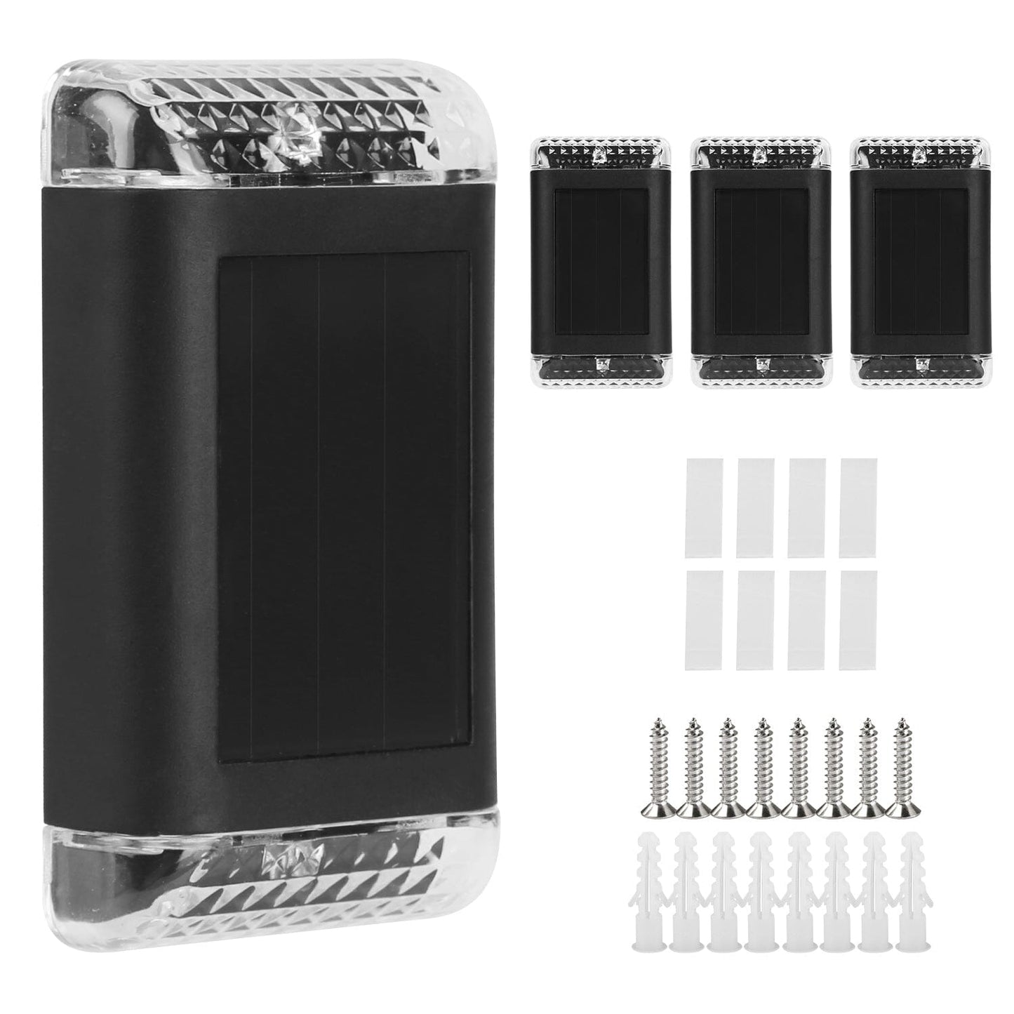 Frendorf | 4er-Pack: Solarbetriebene Wandleuchten IP55 wiederaufladbare optische Sensorslampe