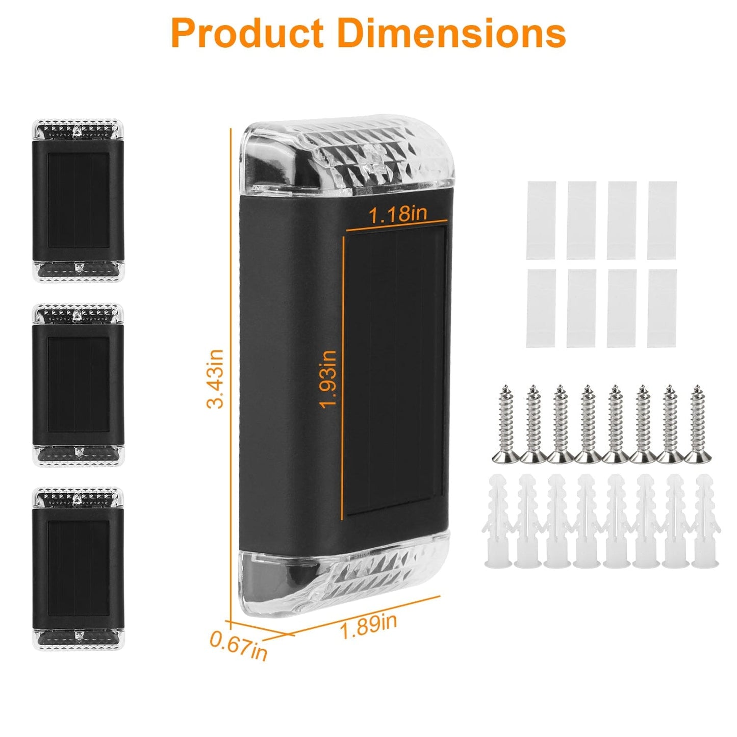Frendorf | 4er-Pack: Solarbetriebene Wandleuchten IP55 wiederaufladbare optische Sensorslampe