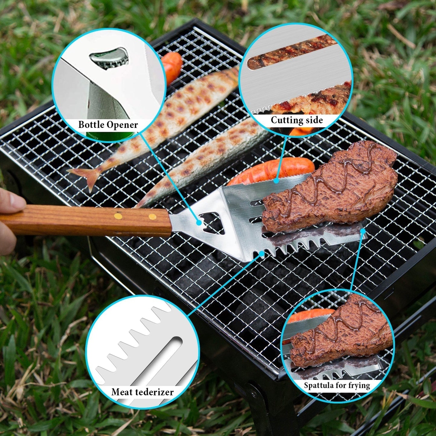 Frendorf | 4er-Pack: Edelstahl BBQ Grillwerkzeug Set