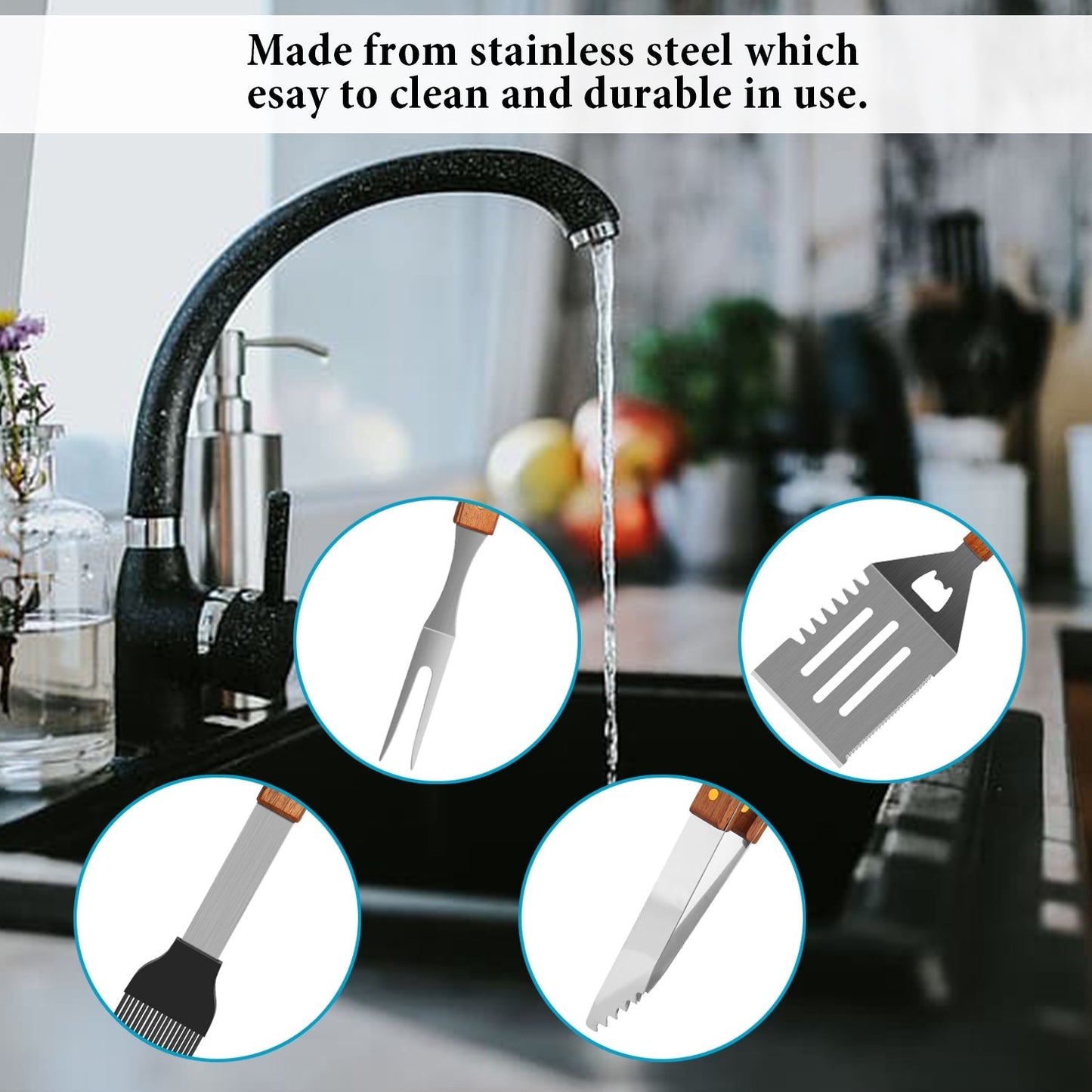 Frendorf | 4er-Pack: Edelstahl BBQ Grillwerkzeug Set