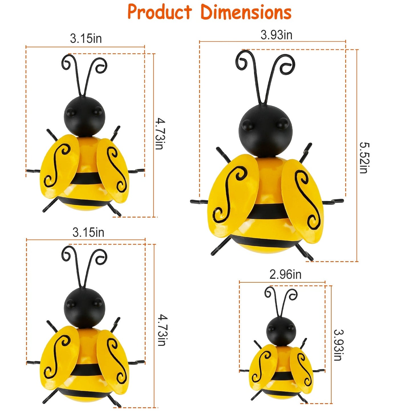 Frendorf | 4-teilig: 3D Bumble Bee Ornament Set
