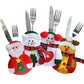 Frendorf | 4-teilig: Weihnachtsgeschirrsets mit Tasche für Messer und Gabel