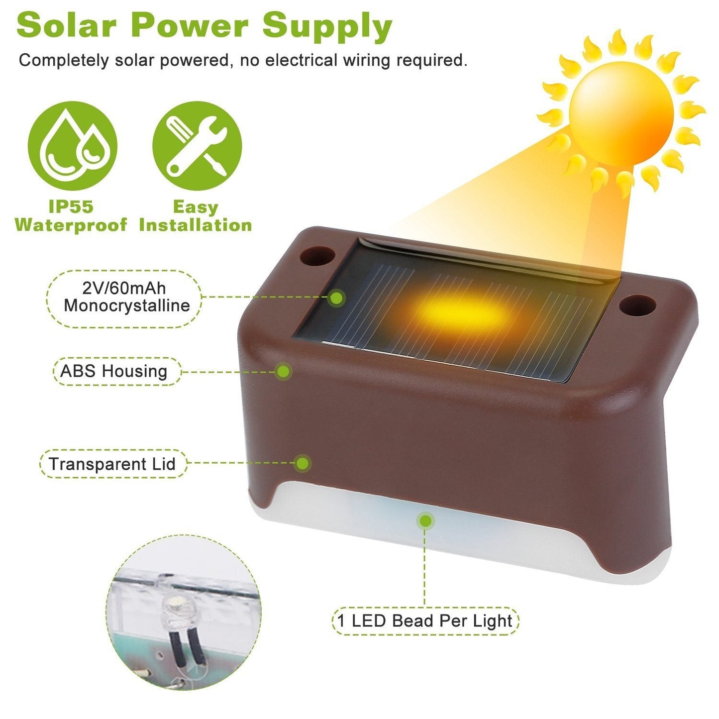 Frendorf | 4-teilige: Solarbetriebenes LED-Stufenlicht