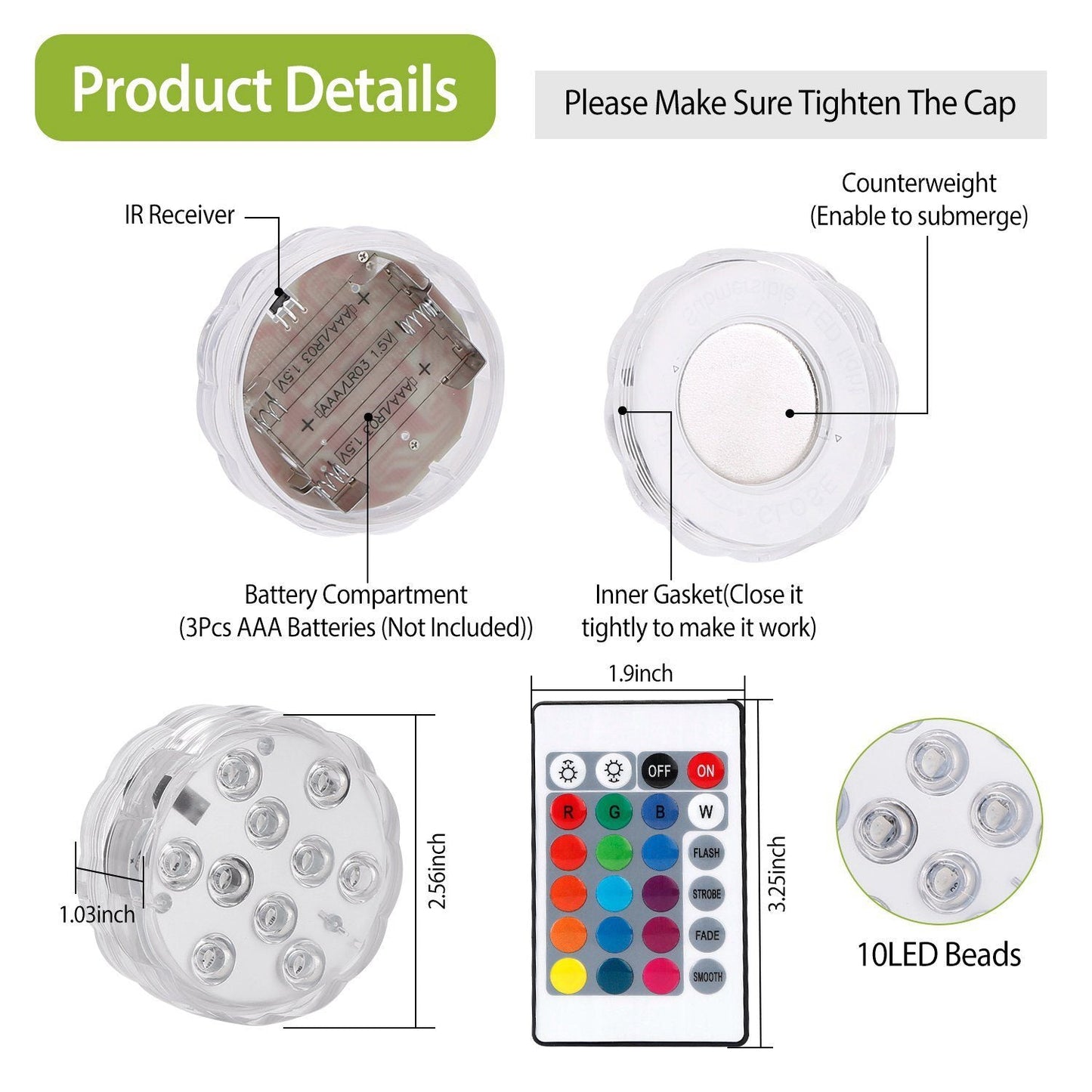 Frendorf | 4-Teilig: Unterwasser RGB LED Lichter