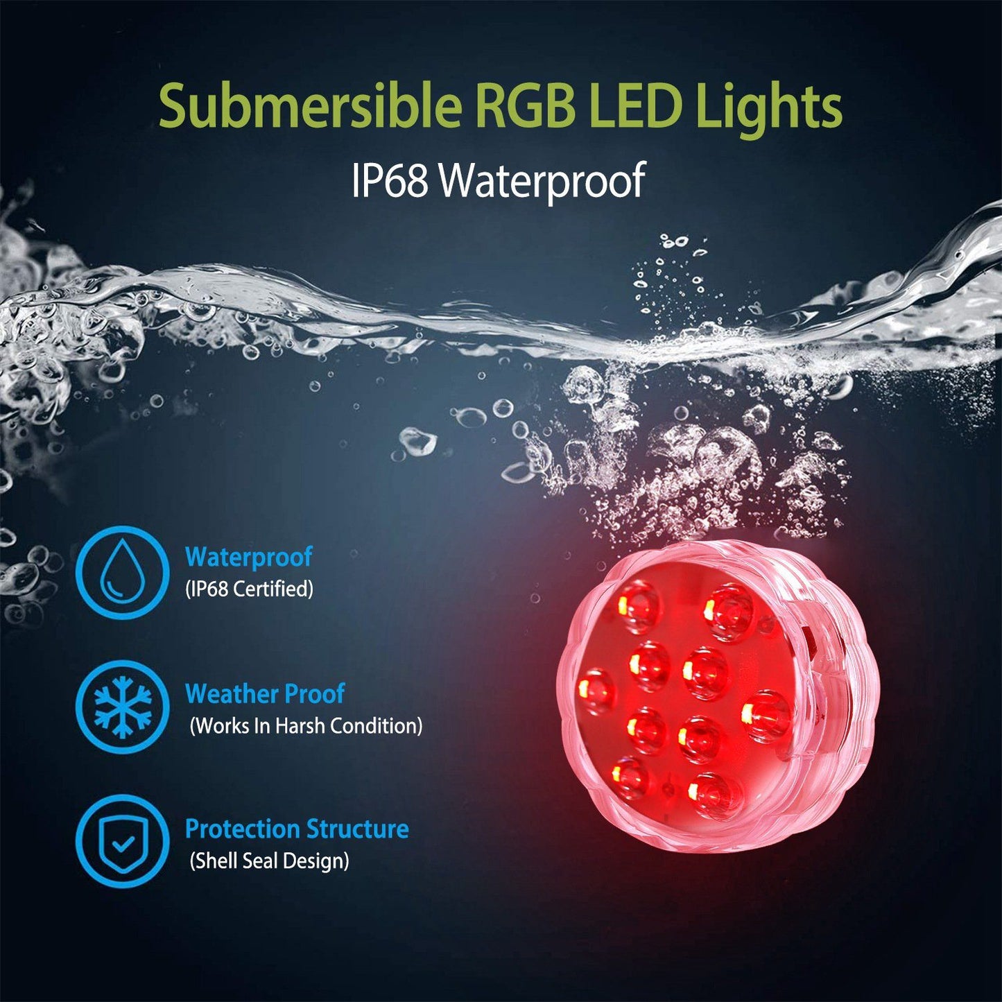Frendorf | 4-Teilig: Unterwasser RGB LED Lichter