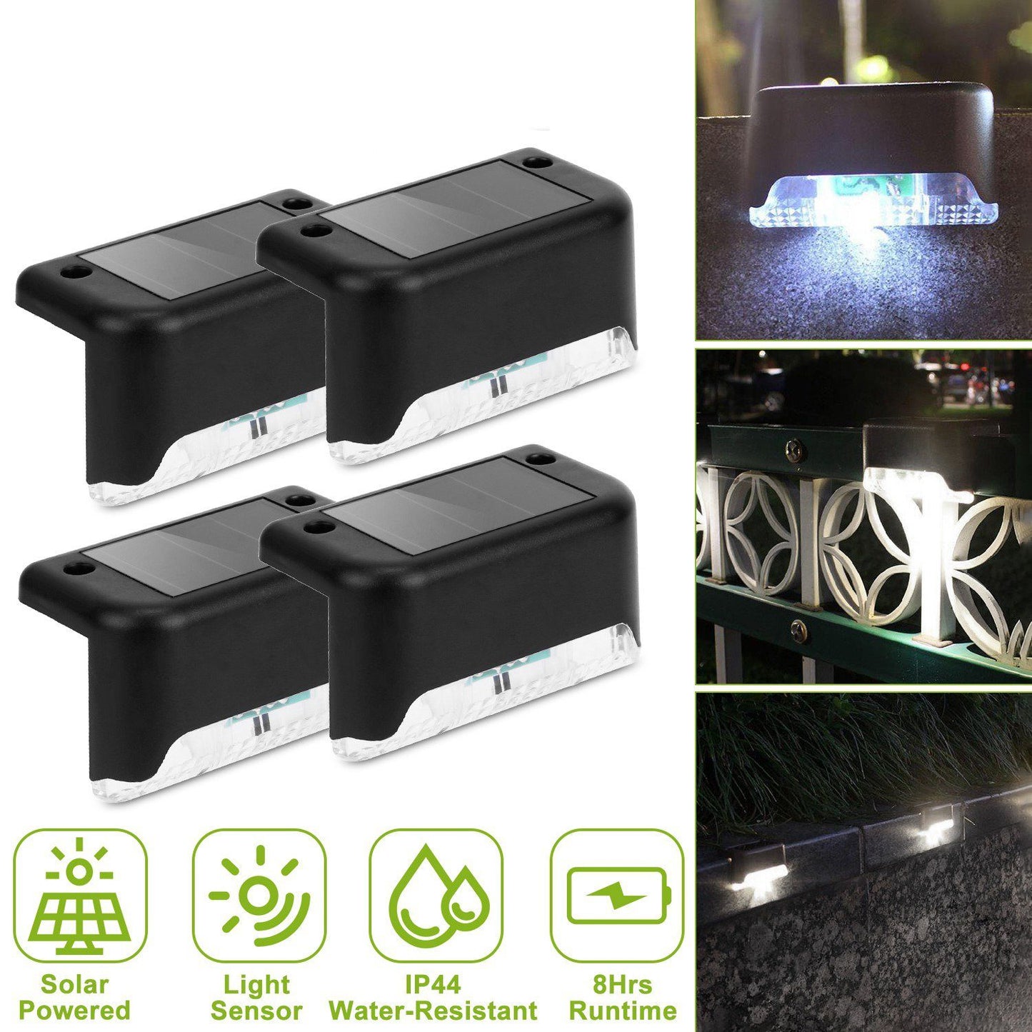 Frendorf | 4-teilig: Solarbetriebenes LED-Stufenlicht