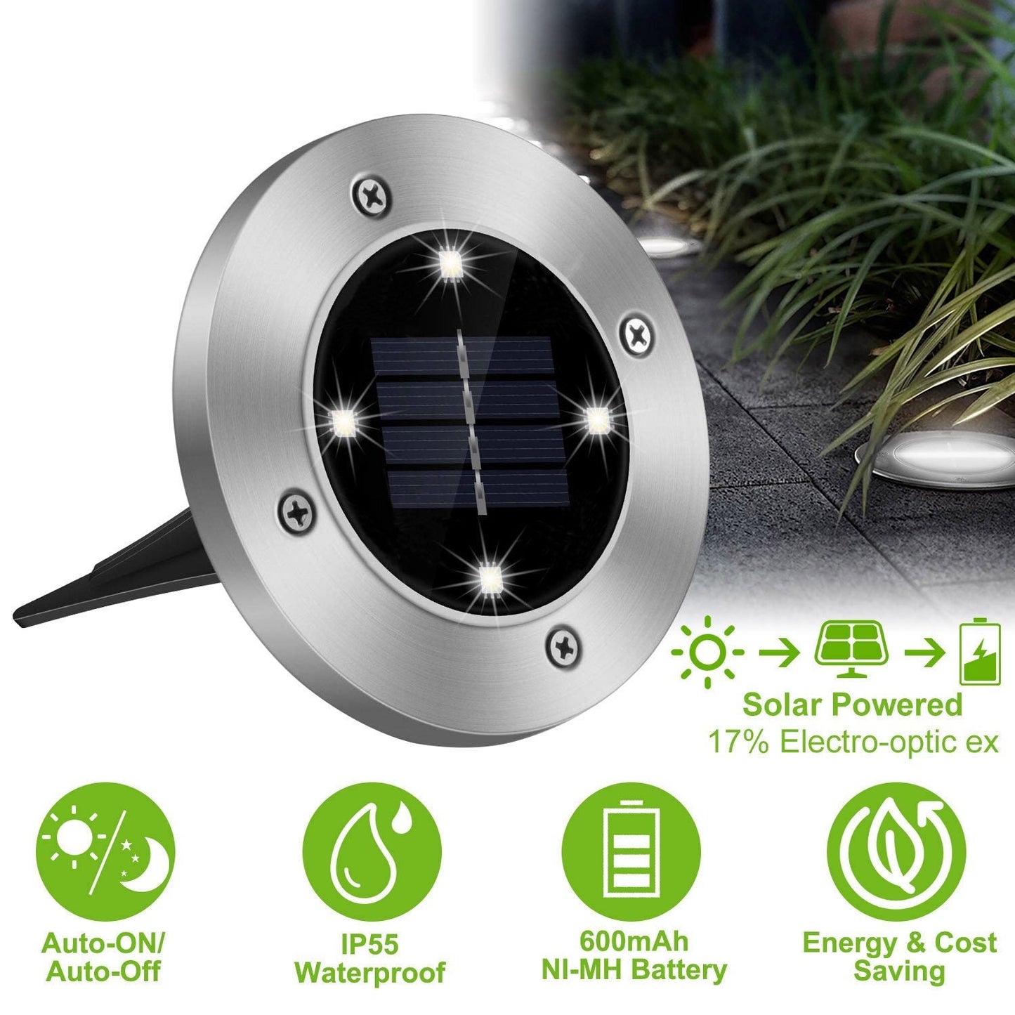 Frendorf | 4-Teilig: Solar wasserdichtes Bodenscheinwerfer