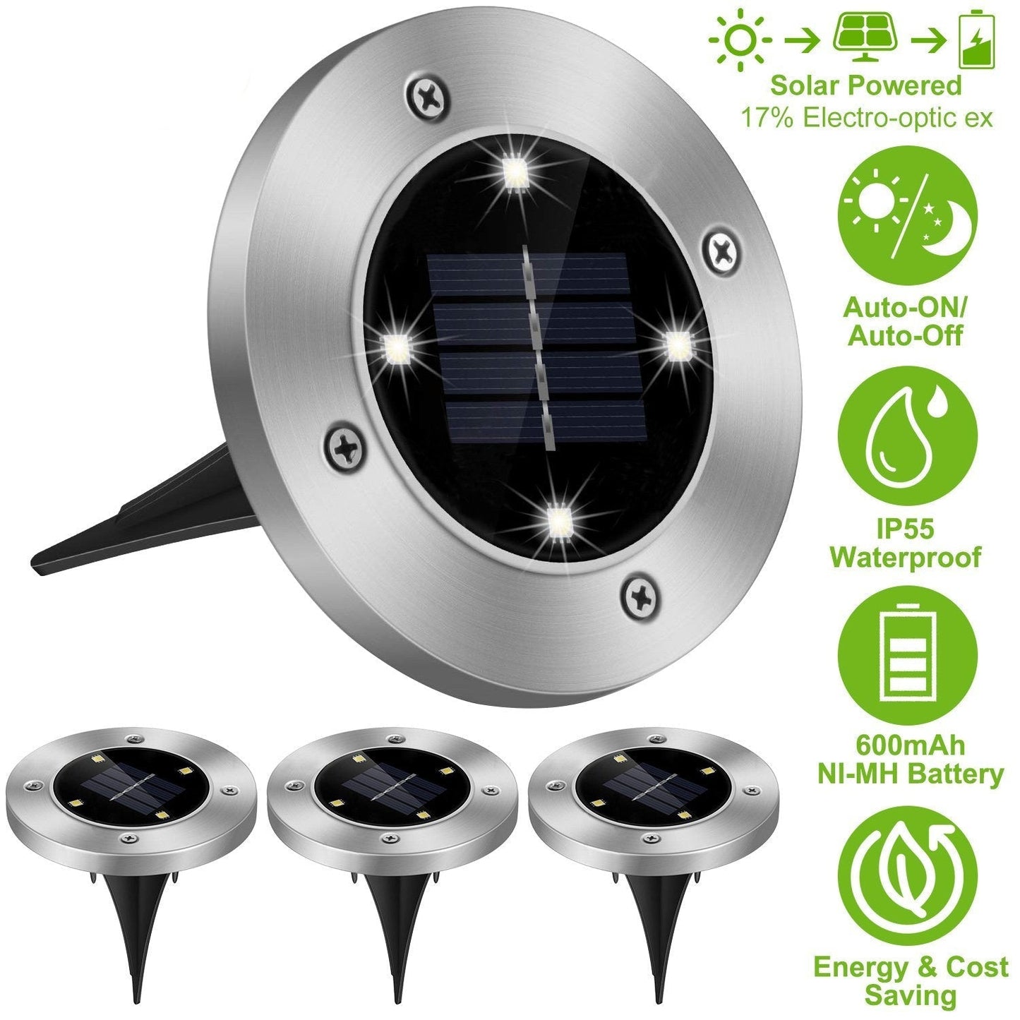 Frendorf | 4-Teilig: Solar wasserdichtes Bodenscheinwerfer