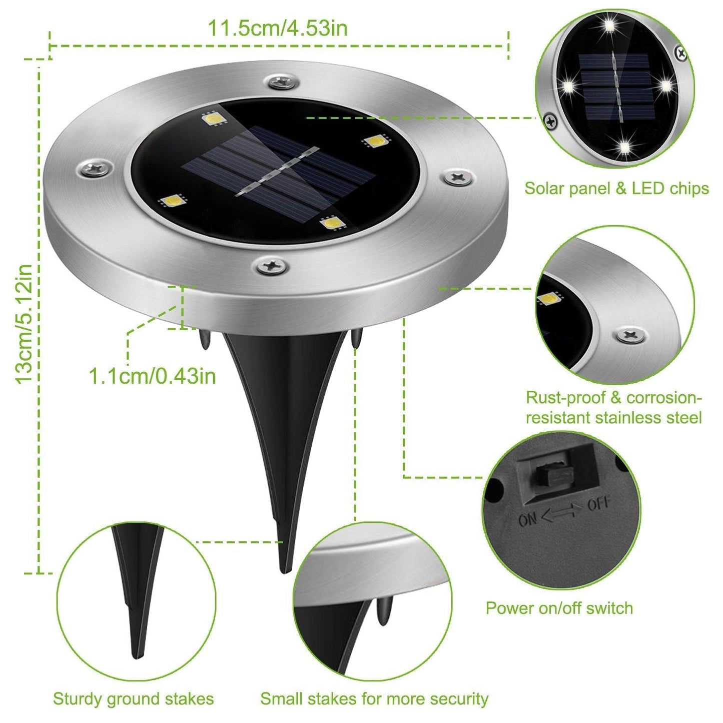 Frendorf | 4-Teilig: Solar wasserdichtes Bodenscheinwerfer
