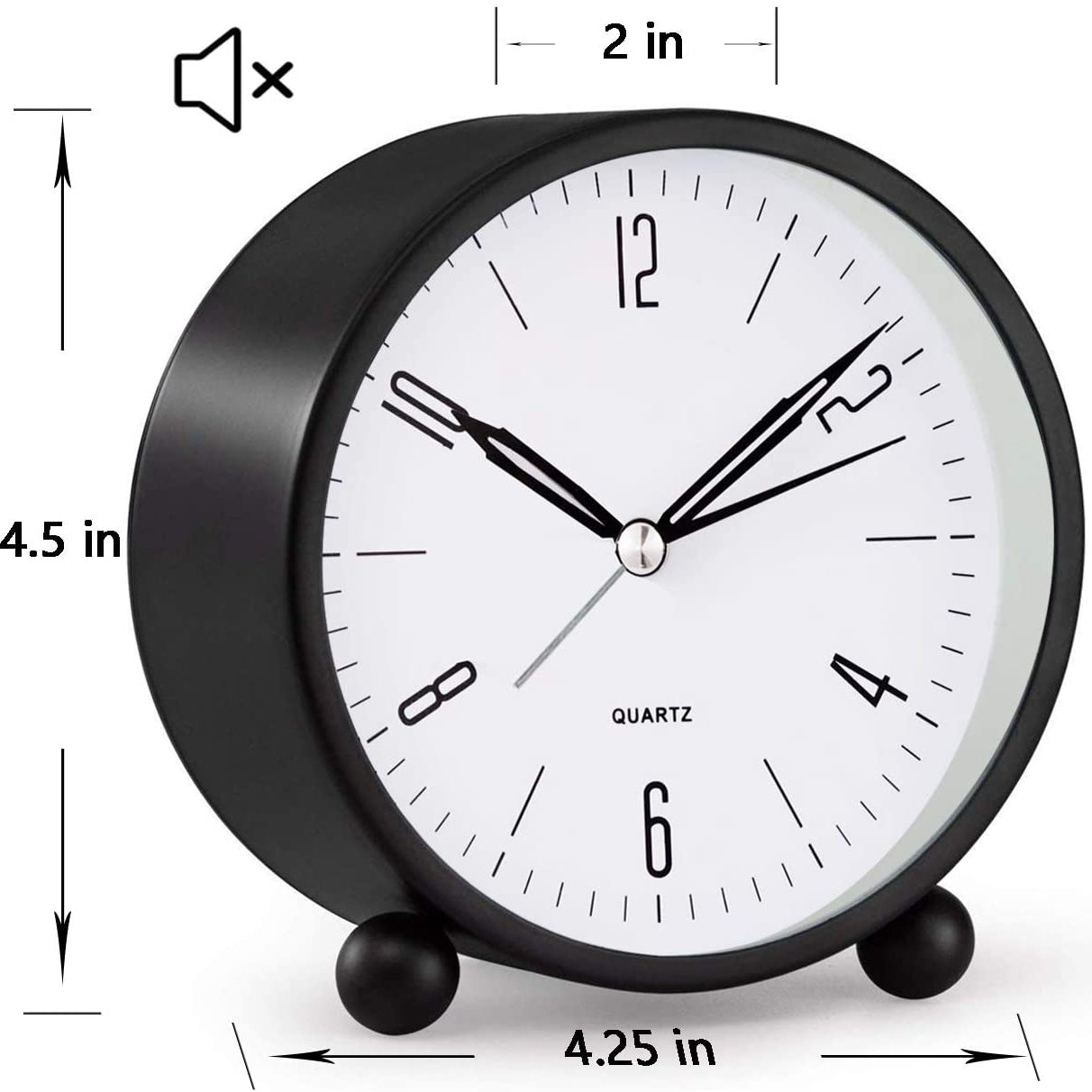 Frendorf | 4" Super Silent Non Ticking Analogwecker mit Nachtlicht