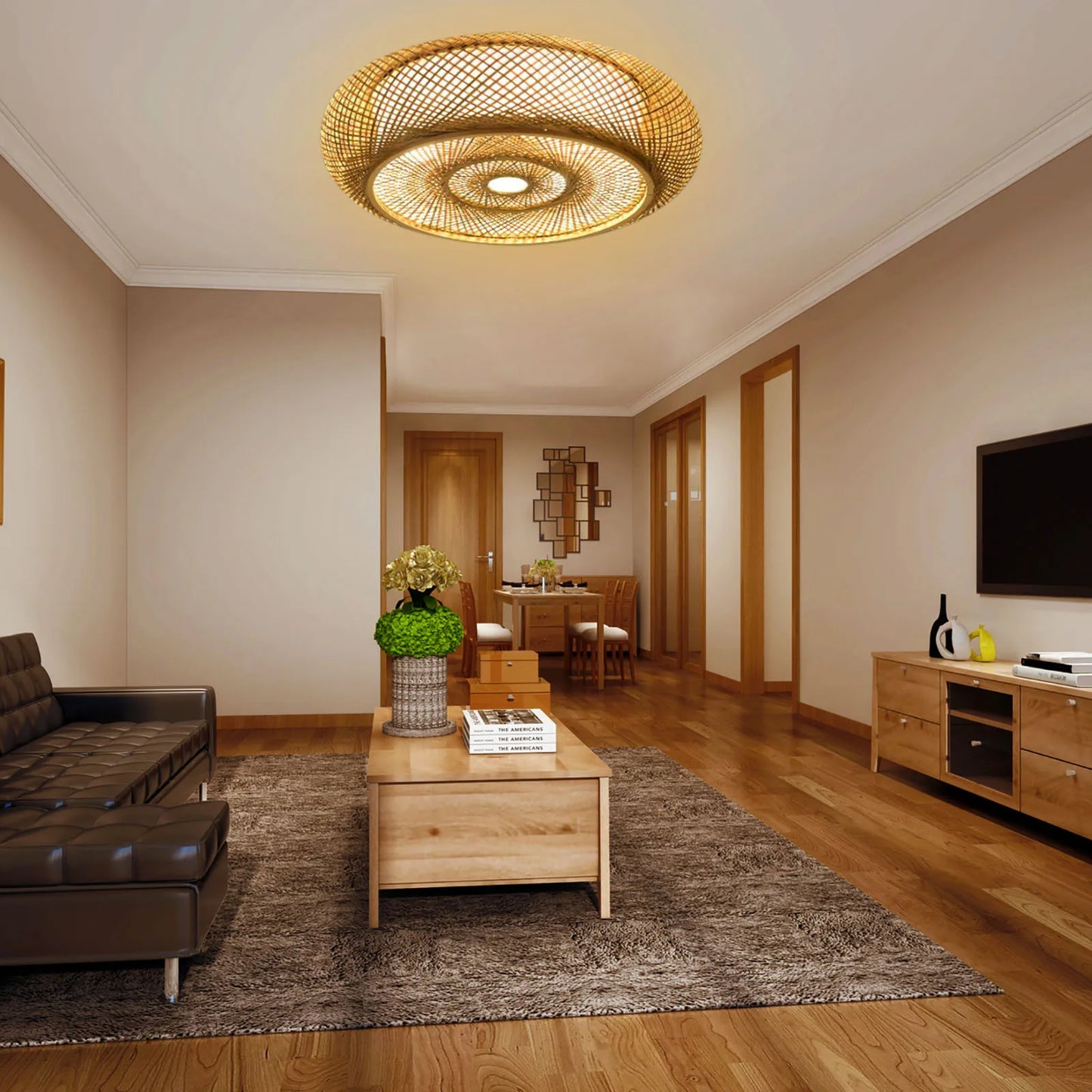 Frendorf | ZenBamboo Pendelleuchte aus Bambus | Natürliches Zen-Design | Nachhaltige Beleuchtung für Esszimmer & Wohnzimmer