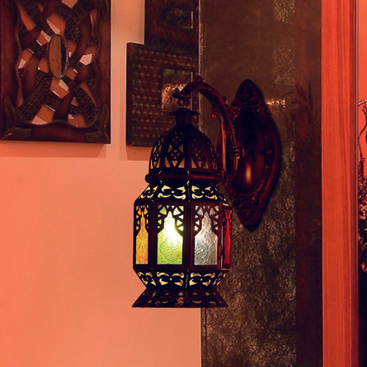 Frendorf | 1 Light LED Wall Lamp Vintage Lantern Metal Wall Mount Fixture in Copper