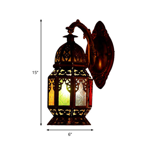 Frendorf | 1 Light LED Wall Lamp Vintage Lantern Metal Wall Mount Fixture in Copper
