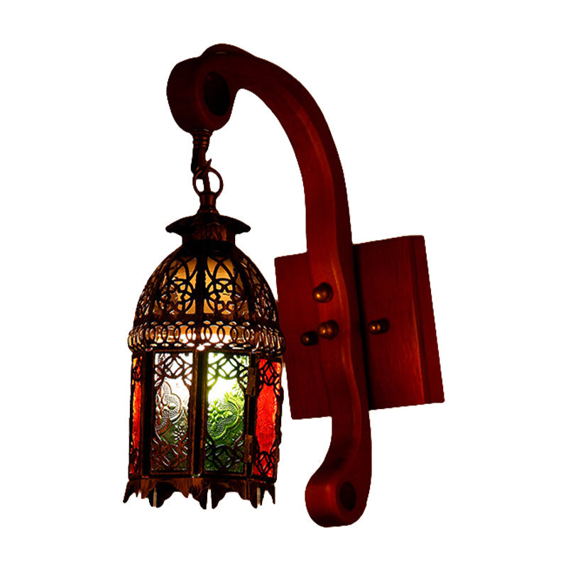 Frendorf | Metallic Copper Wandlamp Armatuur Lantaarn 1 Hoofd Verouderde Wandlamp Lamp voor Slaapkamer