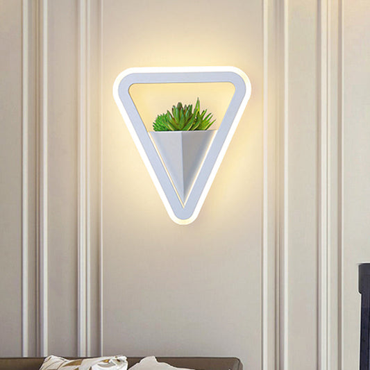 Frendorf | Weiß 1 Glühbirne Wandleuchte Minimalistische Acryl Dreieck LED Pflanzen Wandlampe in Warm/Weiß Licht