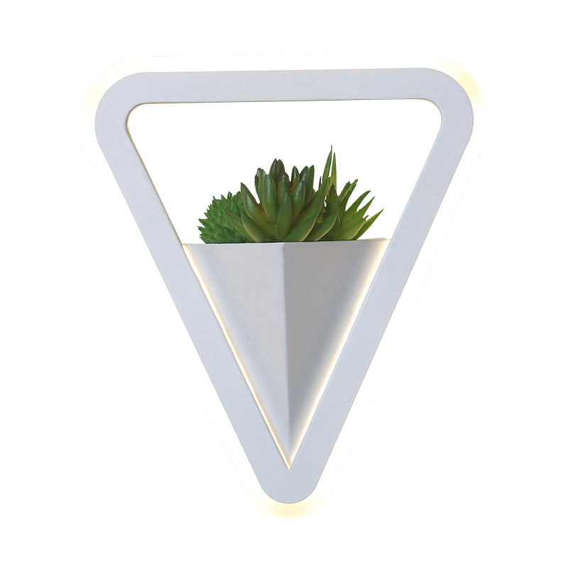 Frendorf | Weiß 1 Glühbirne Wandleuchte Minimalistische Acryl Dreieck LED Pflanzen Wandlampe in Warm/Weiß Licht