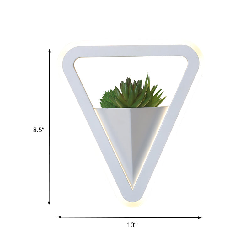 Frendorf | Weiß 1 Glühbirne Wandleuchte Minimalistische Acryl Dreieck LED Pflanzen Wandlampe in Warm/Weiß Licht