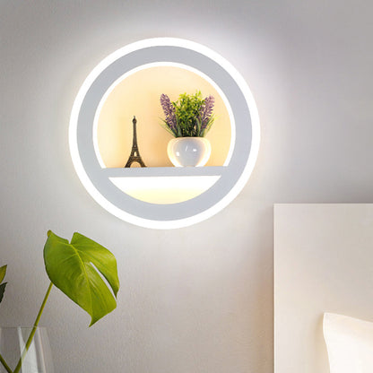 Frendorf | 1 Licht Kreis Wandleuchte Lampe Industrie Weiß Metall LED Pflanzen Wandlicht für Schlafzimmer