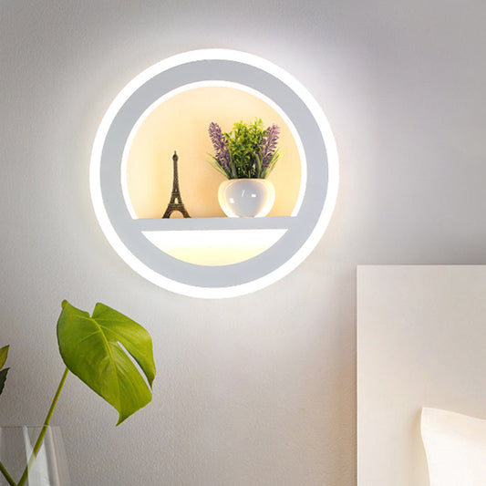 Frendorf | 1 Licht Kreis Wandleuchte Lampe Industrie Weiß Metall LED Pflanzen Wandlicht für Schlafzimmer