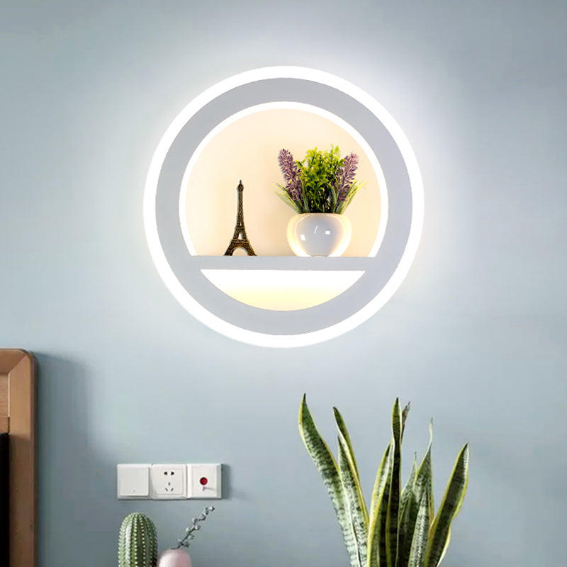 Frendorf | 1 Licht Kreis Wandleuchte Lampe Industrie Weiß Metall LED Pflanzen Wandlicht für Schlafzimmer