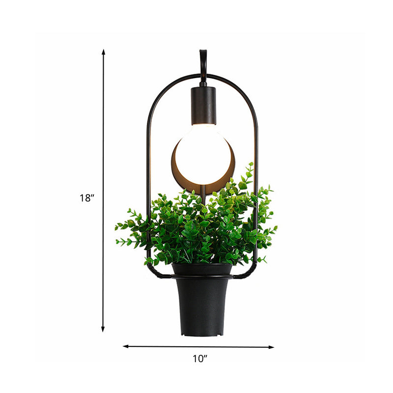 Frendorf | Potted Plant Restaurant Wandlamp Industriële Metaal 1 Bulg Zwart LED Wandverlichting