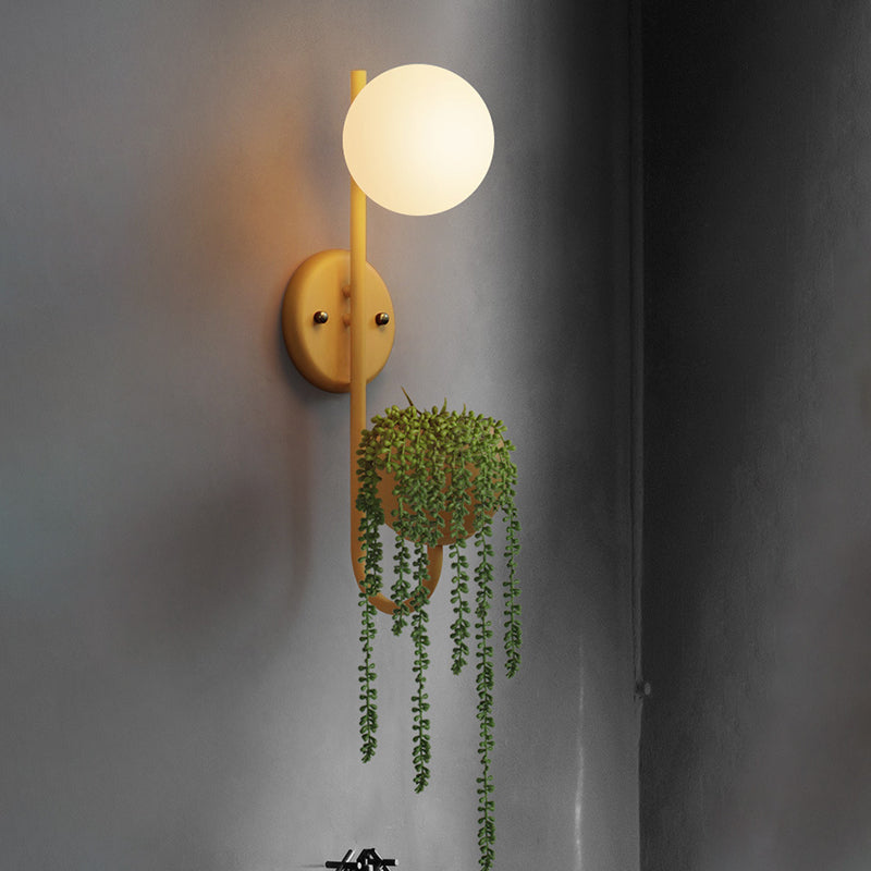 Frendorf | 1 Licht Ballen Wandleuchte Industriell Gelb/Blau/Grün Metall LED Pflanzen Wandmontage Beleuchtung für Restaurant