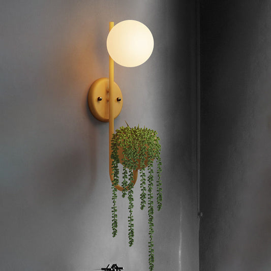 Frendorf | 1 Licht Ballen Wandleuchte Industriell Gelb/Blau/Grün Metall LED Pflanzen Wandmontage Beleuchtung für Restaurant