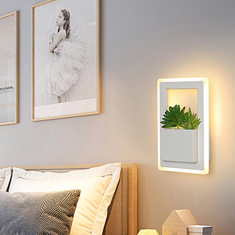 Frendorf | Acryl Witte Wandlamp Rond/Rechthoek/Ruit LED Industrie Plant Wandverlichting Armatuur in Warm/Wit Licht