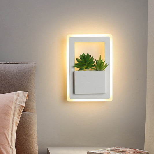 Frendorf | Acryl Witte Wandlamp Rond/Rechthoek/Ruit LED Industrie Plant Wandverlichting Armatuur in Warm/Wit Licht