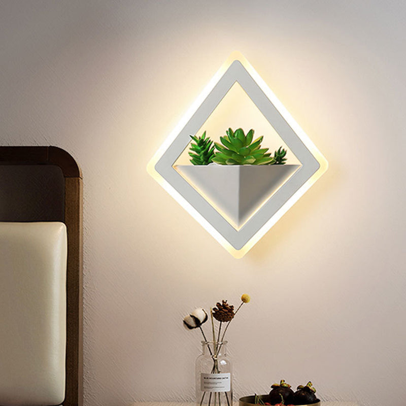 Frendorf | Acryl Witte Wandlamp Rond/Rechthoek/Ruit LED Industrie Plant Wandverlichting Armatuur in Warm/Wit Licht