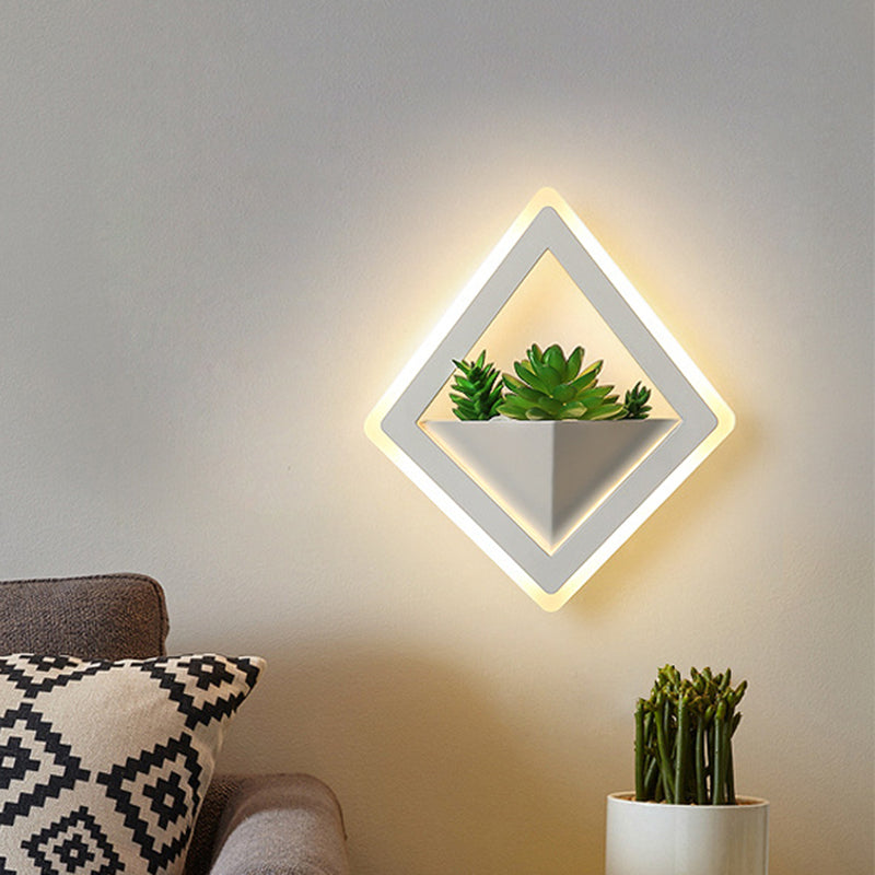 Frendorf | Acryl Witte Wandlamp Rond/Rechthoek/Ruit LED Industrie Plant Wandverlichting Armatuur in Warm/Wit Licht
