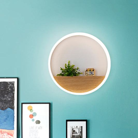 Frendorf | LED Acryl Wandleuchte Einfach Weiß Rund Wohnzimmer Pflanzen Wandmontage Licht, 8"/12"/16" Durchmesser