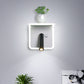 Frendorf | Weißes LED-Wandlicht Minimalismus Acryl Rund/Rechteck Wandaußenleuchte mit Pflanzen dekoration in Warm/Weiß Licht