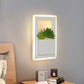 Frendorf | Witte LED Wandverlichting Minimalistische Acryl Rectángles Wandlamp met Planten Decoratie voor Slaapkamer, Warm/Witte Licht