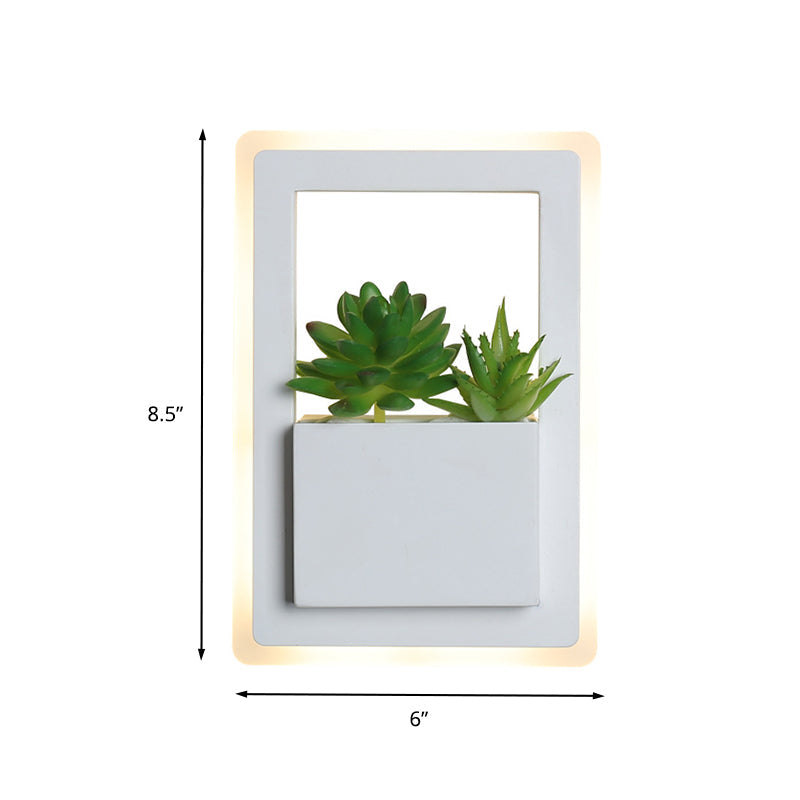Frendorf | Witte LED Wandverlichting Minimalistische Acryl Rectángles Wandlamp met Planten Decoratie voor Slaapkamer, Warm/Witte Licht