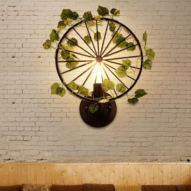 Frendorf | 1 Licht Wandverlichting Fixture Industrieel Diamant / Globe / Vierkante Metaal LED Wandlamp Sconces in Zwart met Planten