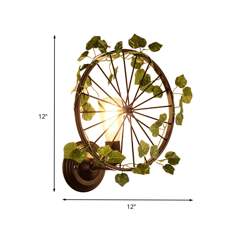 Frendorf | 1 Licht Wandverlichting Fixture Industrieel Diamant / Globe / Vierkante Metaal LED Wandlamp Sconces in Zwart met Planten